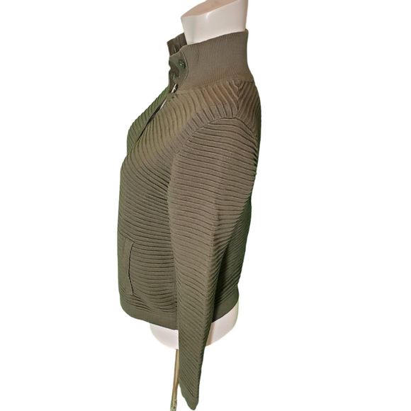 Belford Olive Green Pima Cotton Sweater Textured Cardigan collared Button Sz XS - Picture 3 of 5